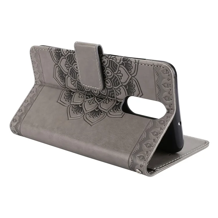 For Huawei Mate 10 Lite / nova 2i / Maimang 6 / Honor 9i (India) Imprinted Mandala Pattern Leather Wallet Mobile Case - Grey