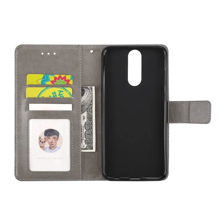 For Huawei Mate 10 Lite / nova 2i / Maimang 6 / Honor 9i (India) Imprinted Mandala Pattern Leather Wallet Mobile Case - Grey
