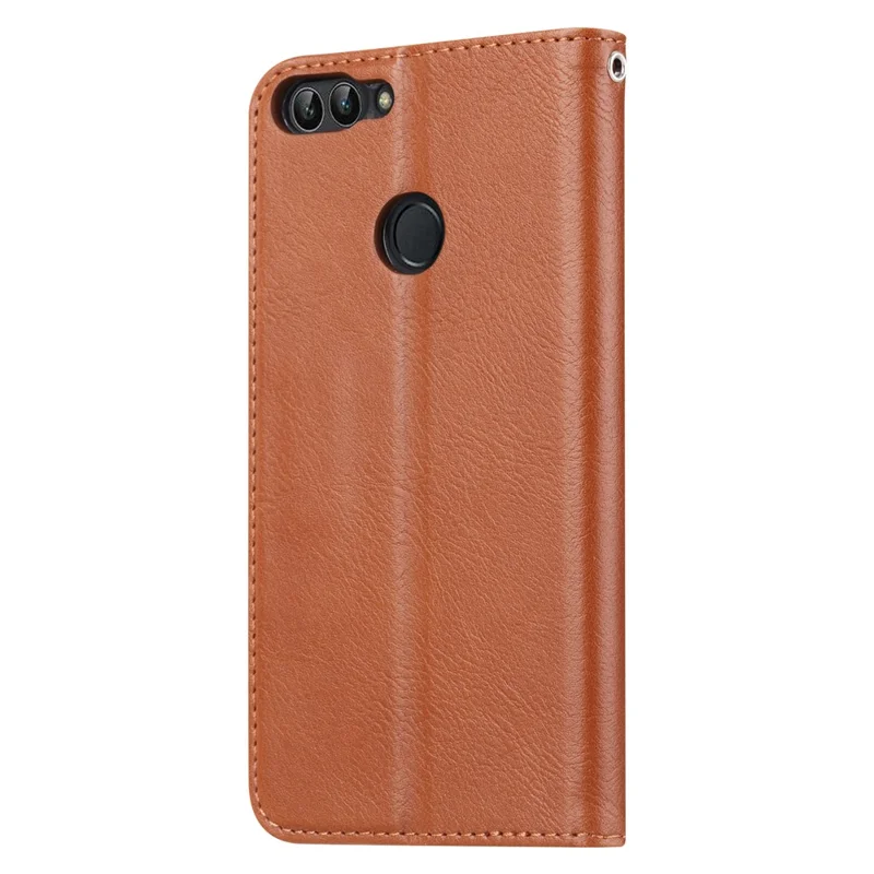 PU Leather Wallet Stand Accessory Case for Huawei P Smart / Enjoy 7S - Brown
