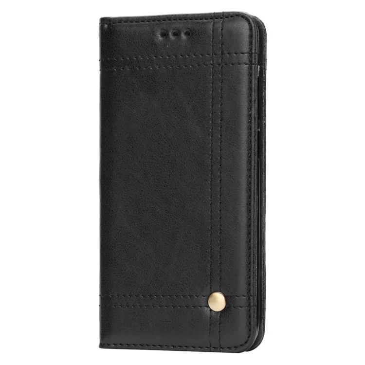 Vintage Leather Stitching Stand Wallet Phone Case with Magnetic Adsorption for Huawei Honor 6C Pro/V9 Play - Black