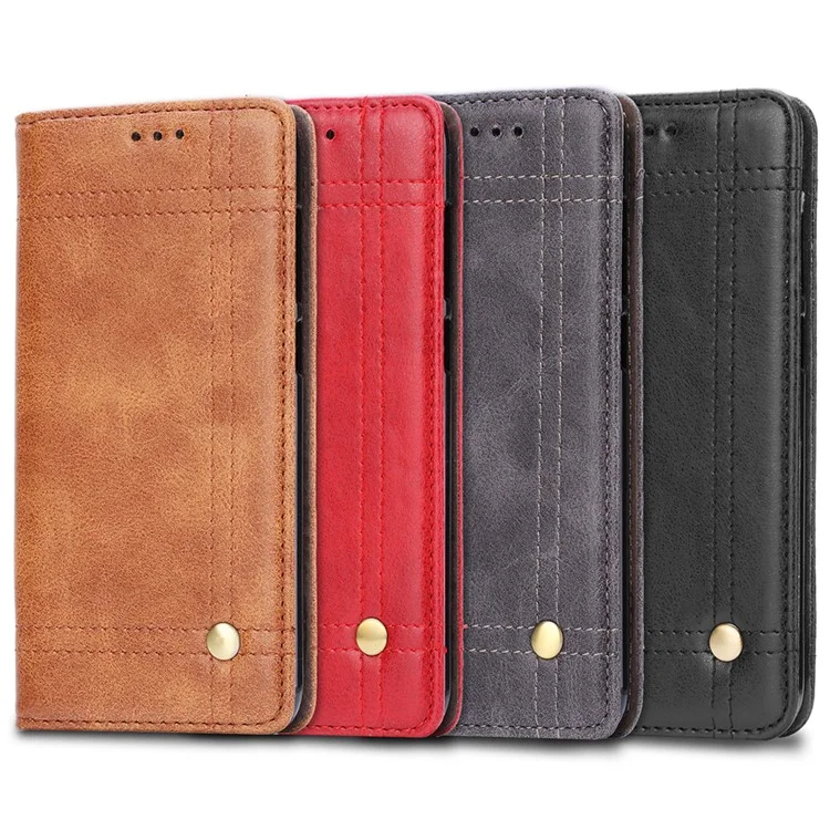 Vintage Leather Stitching Stand Wallet Phone Case with Magnetic Adsorption for Huawei Honor 6C Pro/V9 Play - Black