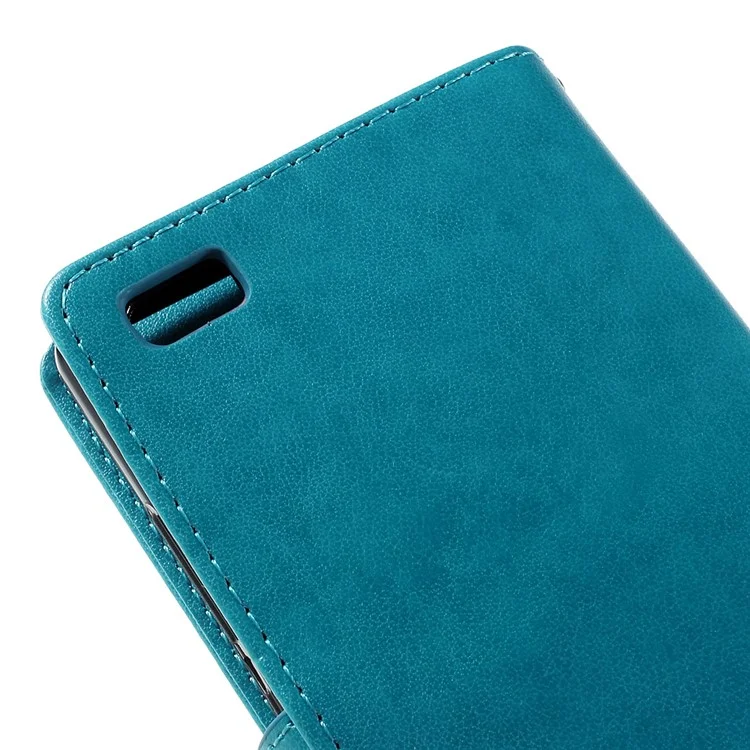 Butterfly Pattern Wallet Leather Case Cover for Huawei Ascend P8 Lite - Blue