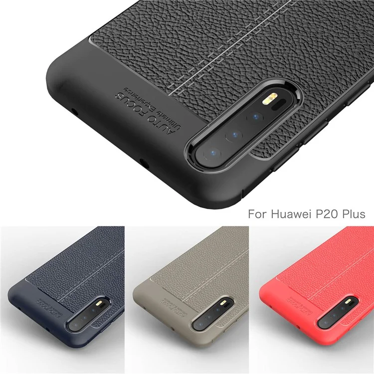 Litchi Grain Soft TPU Back Cover for Huawei P20 Pro - Black