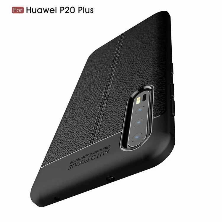 Litchi Grain Soft TPU Back Cover for Huawei P20 Pro - Black