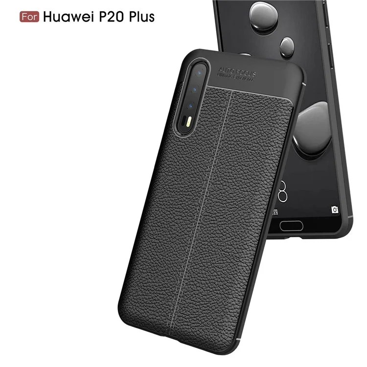 Couvercle Arrière TPU à Grain Litchi Soft Pour Huawei P20 Pro - le Noir