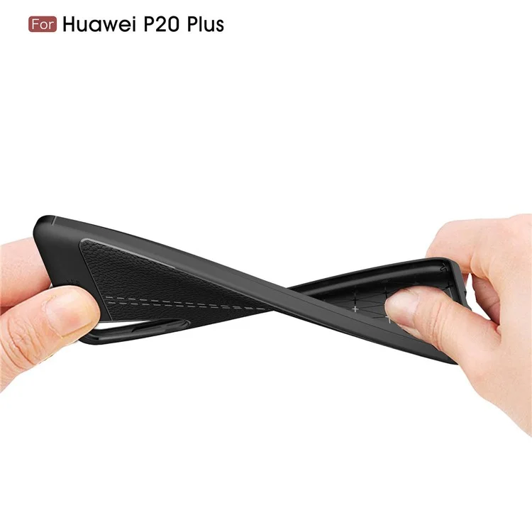 Litchi Grain Soft TPU Rückbedeckung Für Huawei P20 Pro - Schwarz