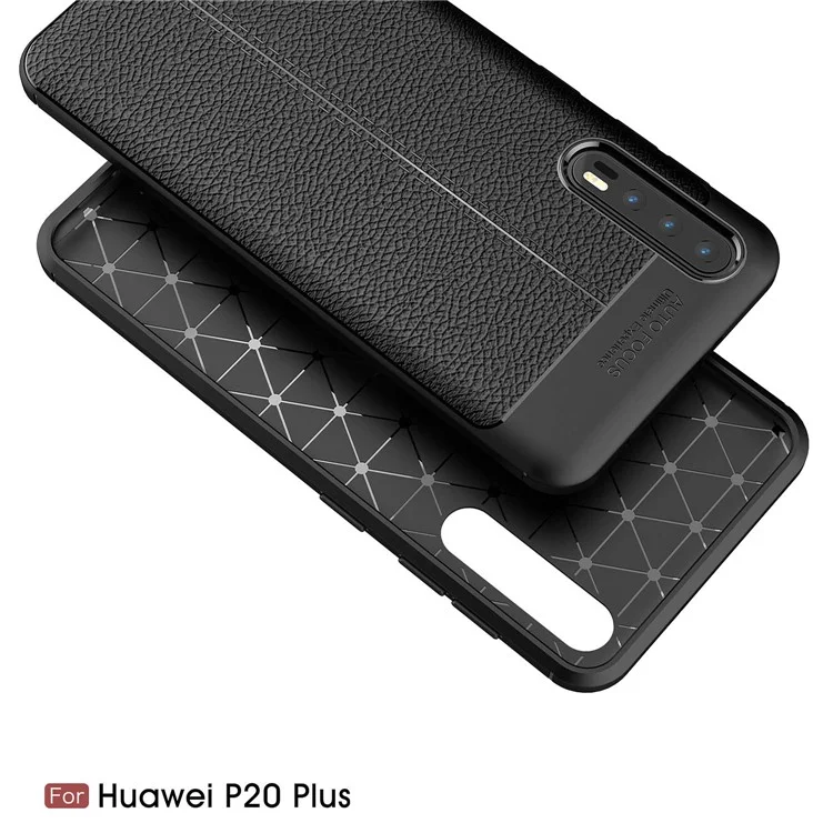 Couvercle Arrière TPU à Grain Litchi Soft Pour Huawei P20 Pro - le Noir