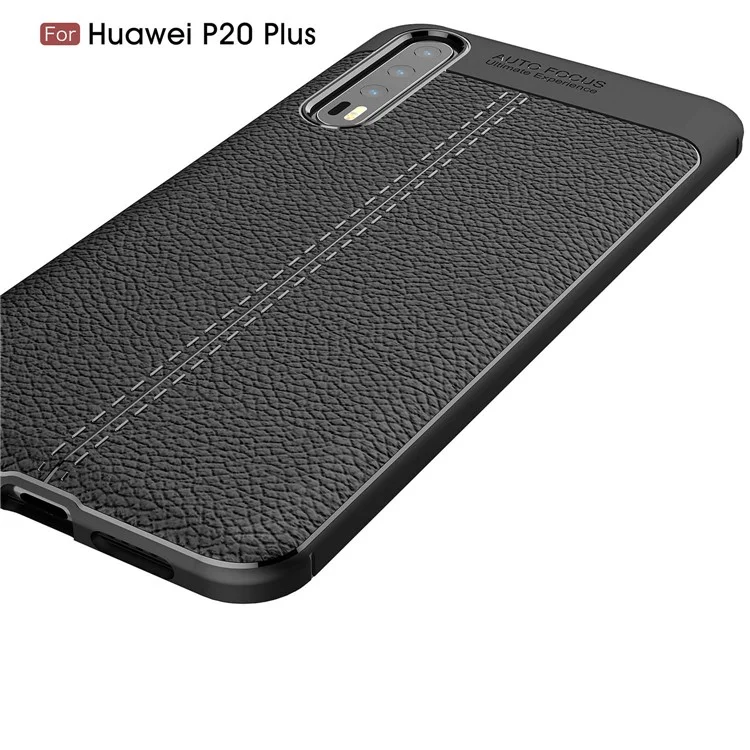 Couvercle Arrière TPU à Grain Litchi Soft Pour Huawei P20 Pro - le Noir