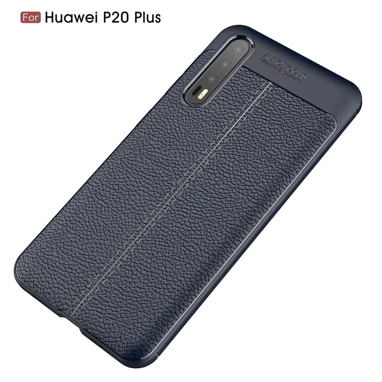 Litchi Grain Soft TPU Back Shell for Huawei P20 Pro - Dark Blue