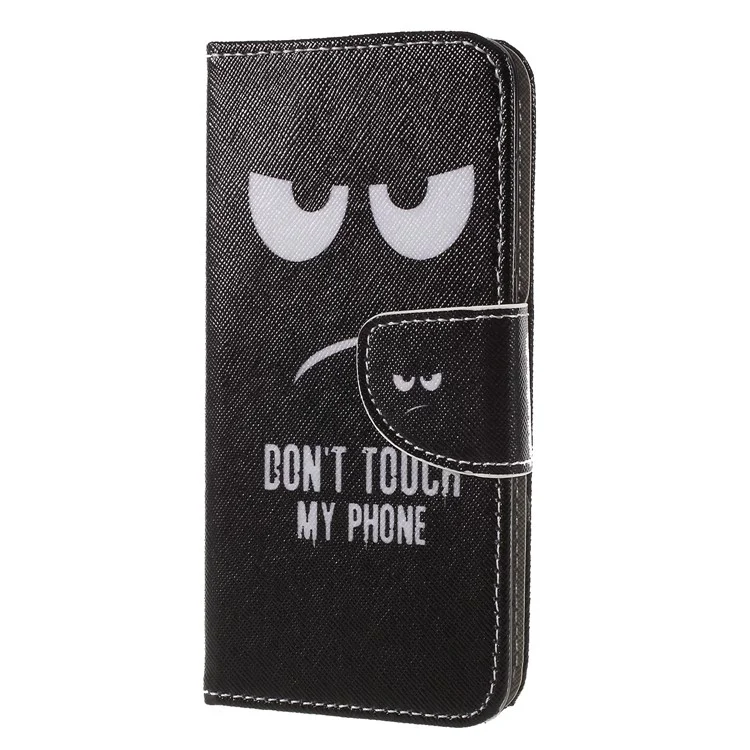 Pattern Printing Cross Texture Stand Wallet Leather Flip Cover for Huawei P Smart / Enjoy 7S - Angry Face