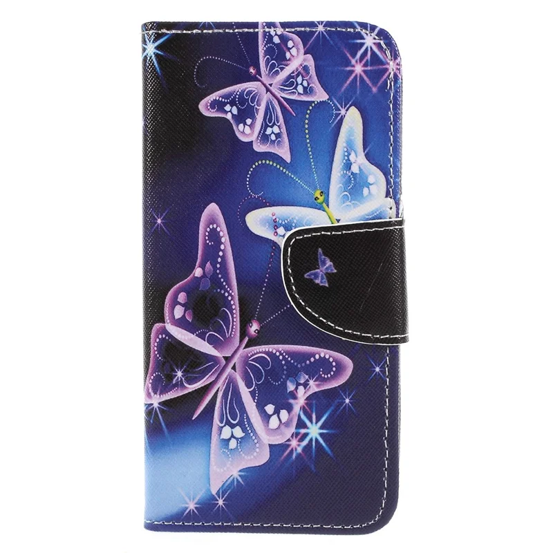 Pattern Printing Cross Grain Wallet Stand Leather Flip Cover for Huawei P Smart / Enjoy 7S - Beautiful Butterfly