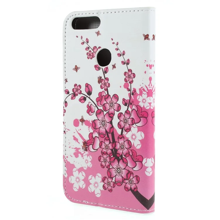 Pour Huawei P Smart / Profitez de la Couverture Accessoire de Téléphone en Cuir PU Wallet pu 7s - Fleur Rose