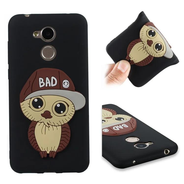 Lovely 3D Male Owl TPU Back Phone Case Cover for Huawei Honor 6A / 5C pro - Black