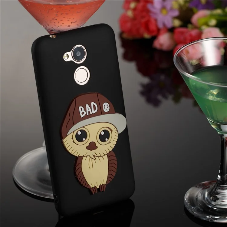 Lovely 3D Male Owl TPU Back Phone Case Cover for Huawei Honor 6A / 5C pro - Black