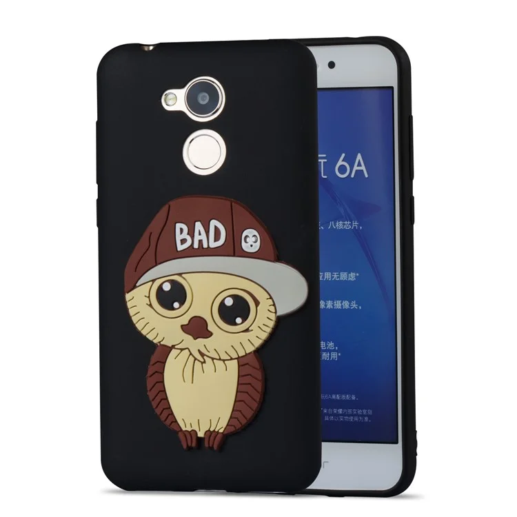 Lovely 3D Male Owl TPU Back Phone Case Cover for Huawei Honor 6A / 5C pro - Black
