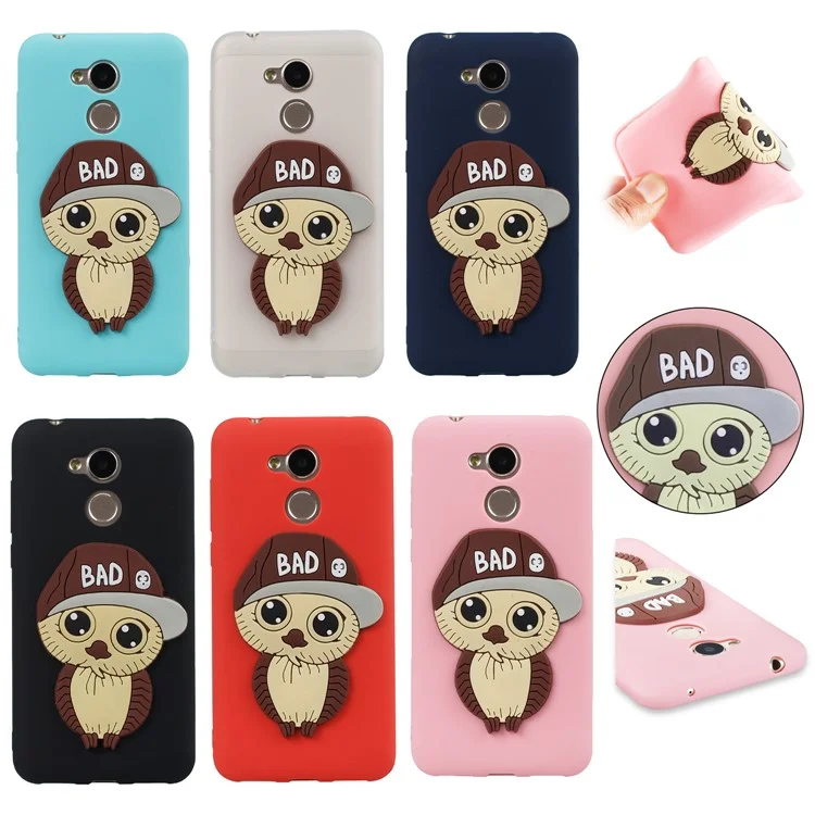 Lovely 3D Male Owl TPU Back Phone Case Cover for Huawei Honor 6A / 5C pro - Black