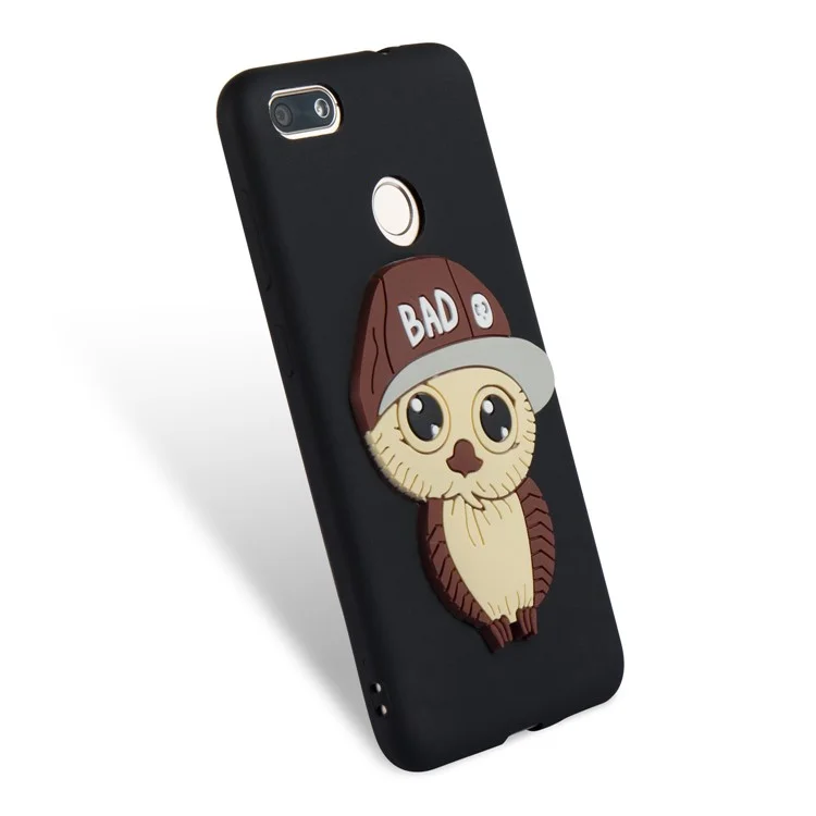 Cute 3D Male Owl TPU Soft Phone Case for Huawei P9 lite mini/Y6 Pro (2017)/Enjoy 7 - Black