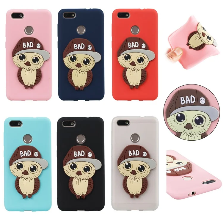 Cute 3D Male Owl TPU Soft Phone Case for Huawei P9 lite mini/Y6 Pro (2017)/Enjoy 7 - Black