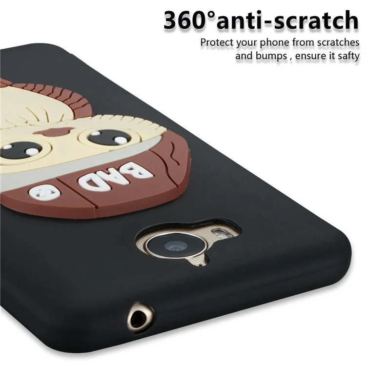 Lovely 3D Male Owl TPU Case for Huawei Y6 (2017)/Y5 (2017) - Black