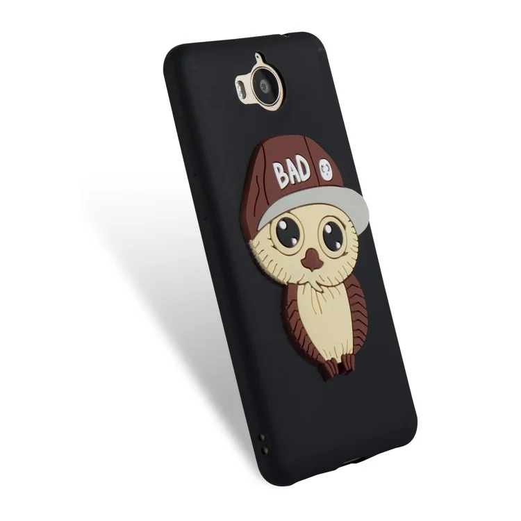 Lovely 3D Male Owl TPU Case for Huawei Y6 (2017)/Y5 (2017) - Black