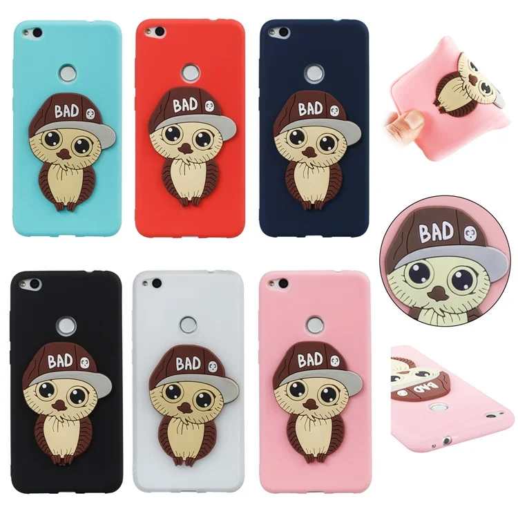 Cute 3D Male Owl TPU Soft Phone Case for Huawei P8 Lite (2017)/Honor 8 Lite - Black