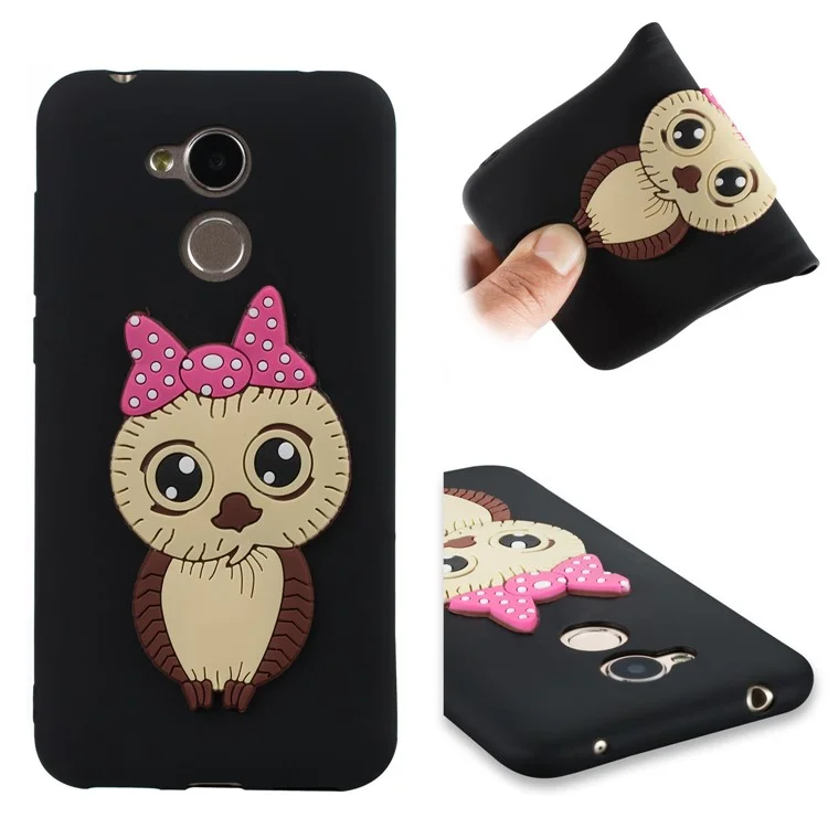Cute 3D Female Owl Pattern TPU Case for Huawei Honor 6A / Honor 5C pro - Black
