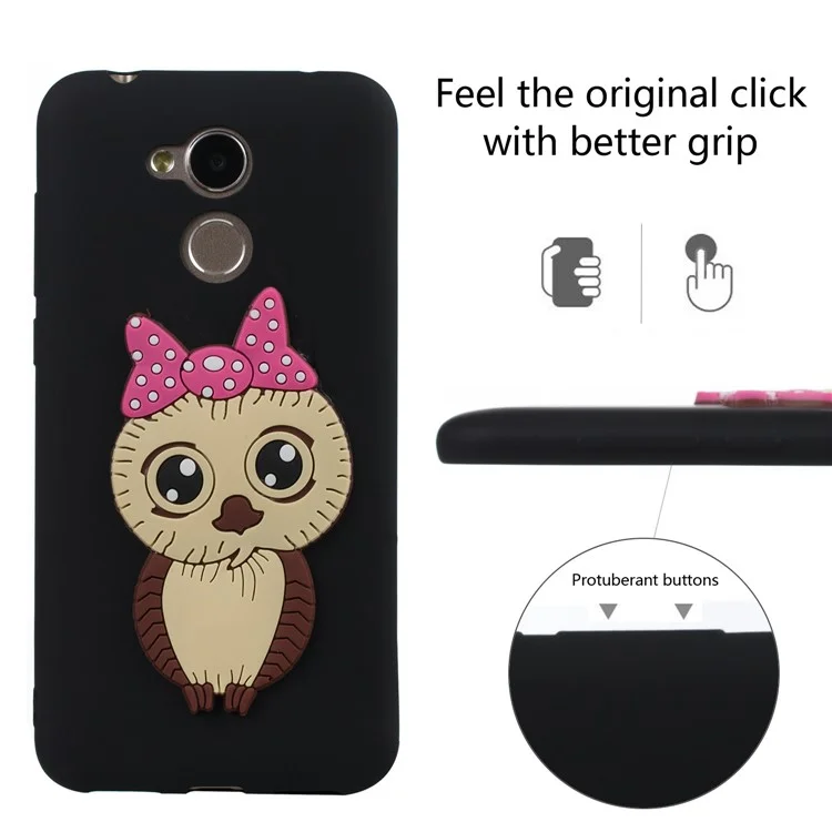 Cute 3D Female Owl Pattern TPU Case for Huawei Honor 6A / Honor 5C pro - Black