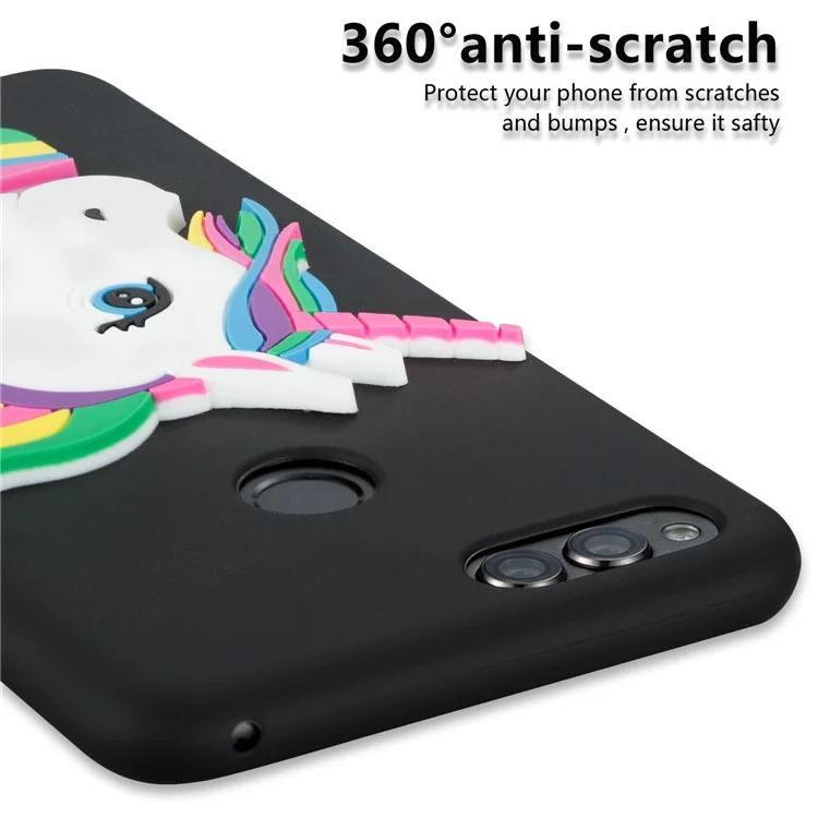 Lovely 3D Unicorn Soft TPU Case Cover for Huawei Honor 7X - Black
