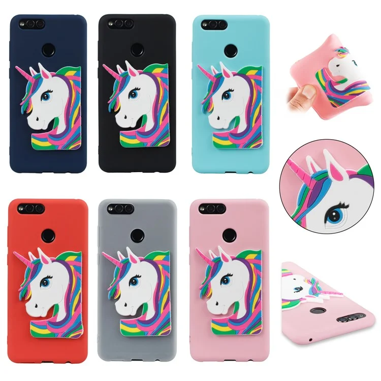 Lovely 3D Unicorn Soft TPU Case Cover for Huawei Honor 7X - Black