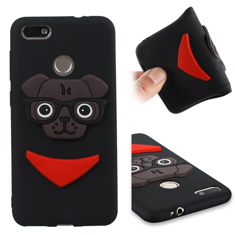 Lovely 3D Dog Pattern TPU Case for Huawei P9 lite mini/Y6 Pro (2017)/Enjoy 7 - Black