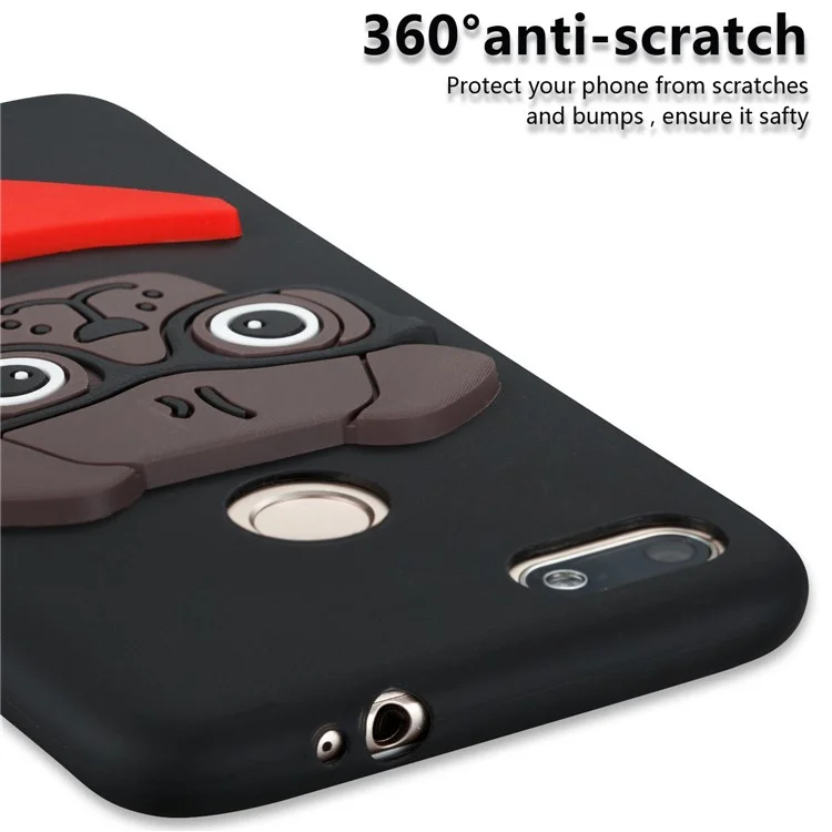 Lovely 3D Dog Pattern TPU Case for Huawei P9 lite mini/Y6 Pro (2017)/Enjoy 7 - Black
