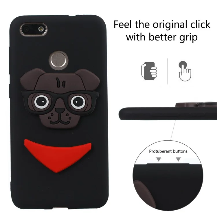 Lovely 3D Dog Pattern TPU Case for Huawei P9 lite mini/Y6 Pro (2017)/Enjoy 7 - Black