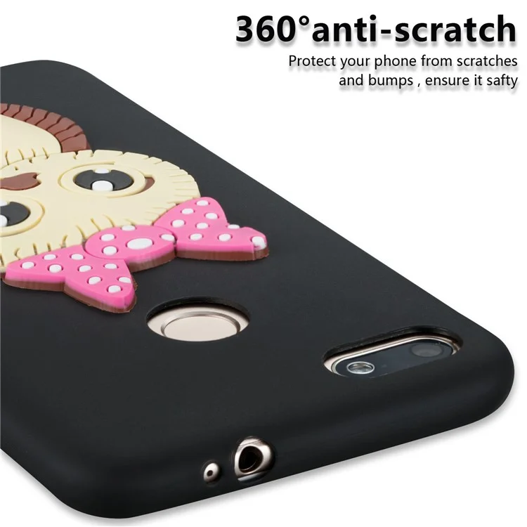 Cute 3D Female Owl Pattern TPU Soft Phone Case for Huawei P9 lite mini / Y6 Pro (2017) / Enjoy 7 - Black