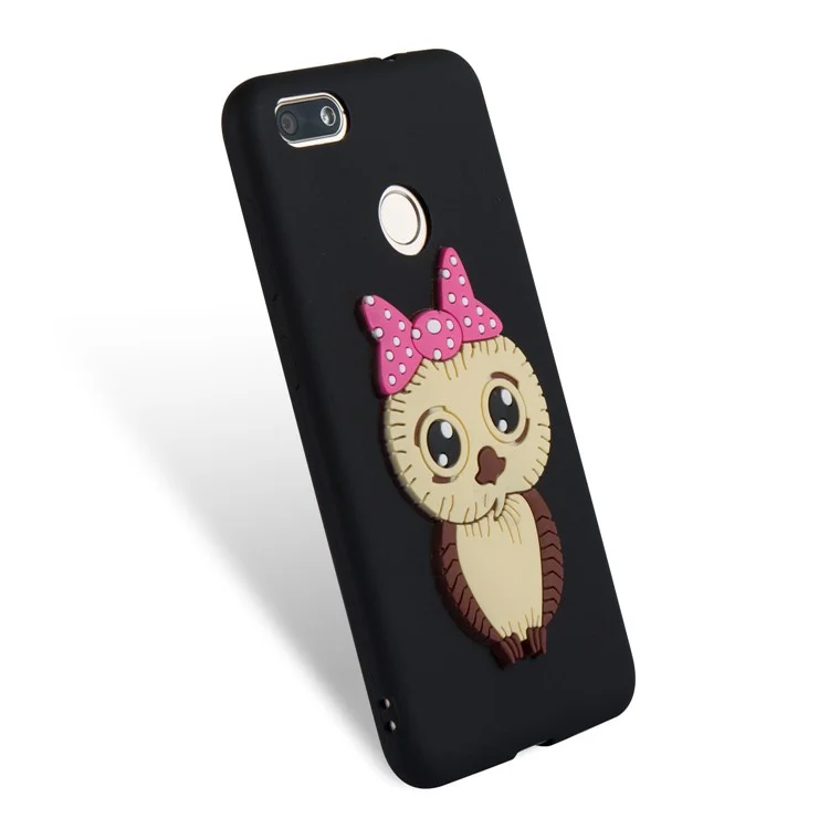 Cute 3D Female Owl Pattern TPU Soft Phone Case for Huawei P9 lite mini / Y6 Pro (2017) / Enjoy 7 - Black