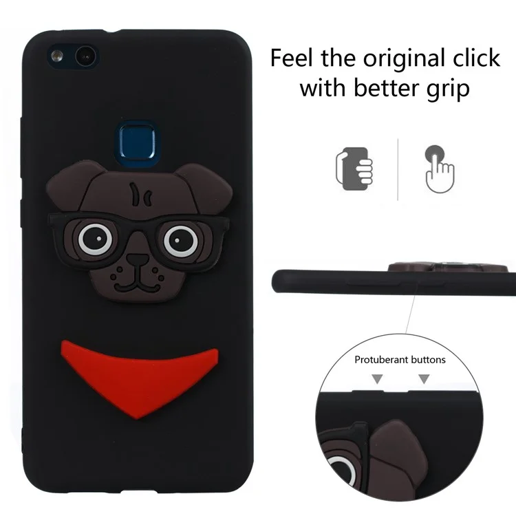 Lovely 3D Dog Pattern TPU Case for Huawei P10 Lite - Black