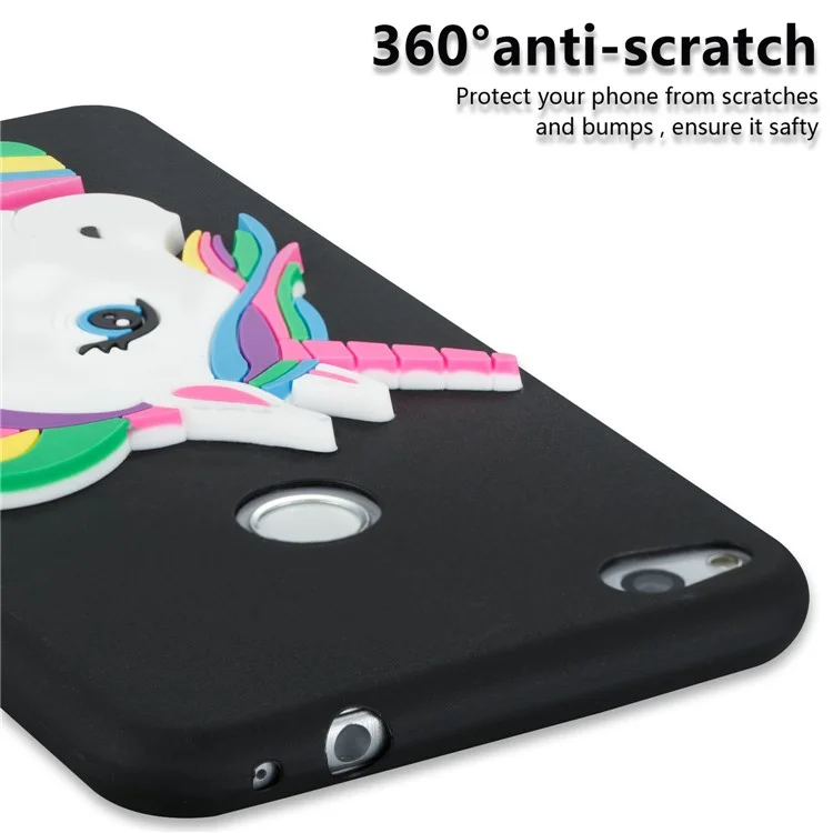 Cute 3D Unicorns TPU Soft Phone Case for Huawei P8 Lite (2017)/Honor 8 Lite - Black