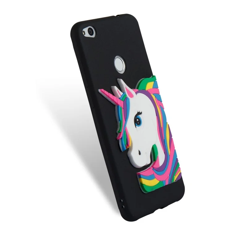 Cute 3D Unicorns TPU Soft Phone Case for Huawei P8 Lite (2017)/Honor 8 Lite - Black