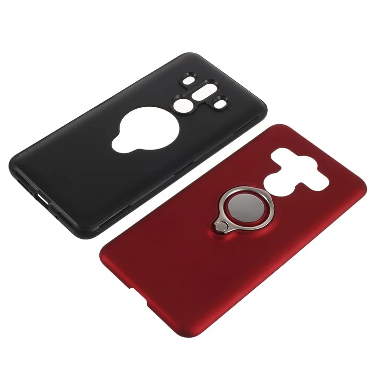 Magnetic Finger Ring Kickstand PC + TPU Hybrid Phone Case for Huawei Mate 10 Pro - Red