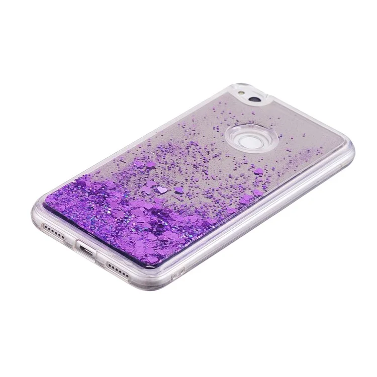 Dynamic Glitter Sequins Liquid Case Mirror Surface TPU Phone Case for Huawei P8 Lite (2017)/Honor 8 Lite - Purple