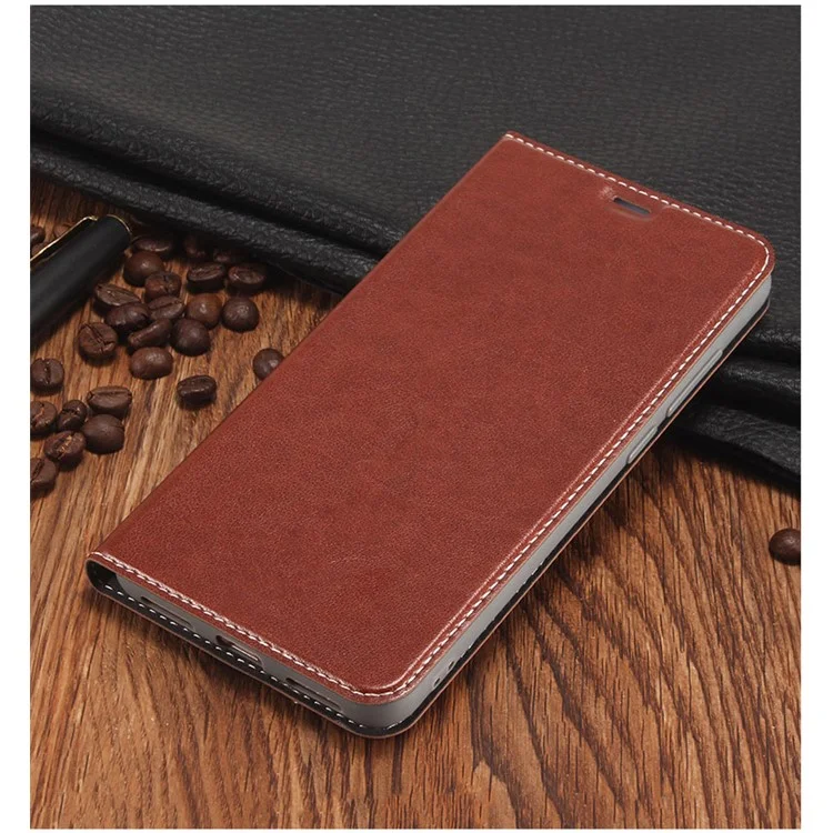 Business Style PU Leather Stand Case for Huawei Honor V10 / Honor View 10 - Brown