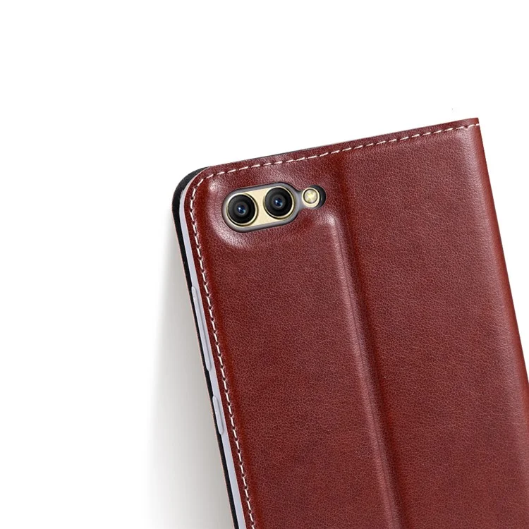 Business Style PU Leather Stand Case for Huawei Honor V10 / Honor View 10 - Brown