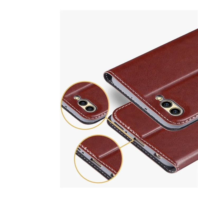 Business Style PU Leather Stand Case for Huawei Honor V10 / Honor View 10 - Brown