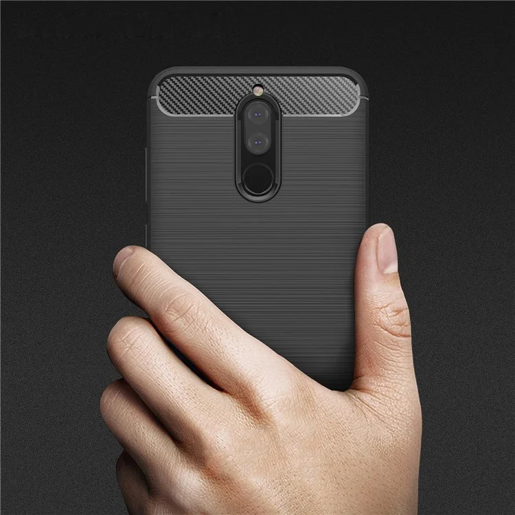 50Pcs/Set Carbon Fiber Texture Brushed TPU Phone Cover for Huawei nova 2i / Maimang 6 / Mate 10 lite - Black