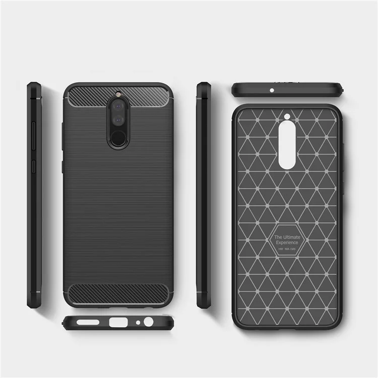 50Pcs/Set Carbon Fiber Texture Brushed TPU Phone Cover for Huawei nova 2i / Maimang 6 / Mate 10 lite - Black