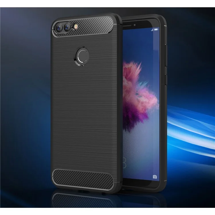 50Pcs/Set Carbon Fiber Texture Brushed TPU Mobile Case for Huawei P Smart / Enjoy 7S - Black