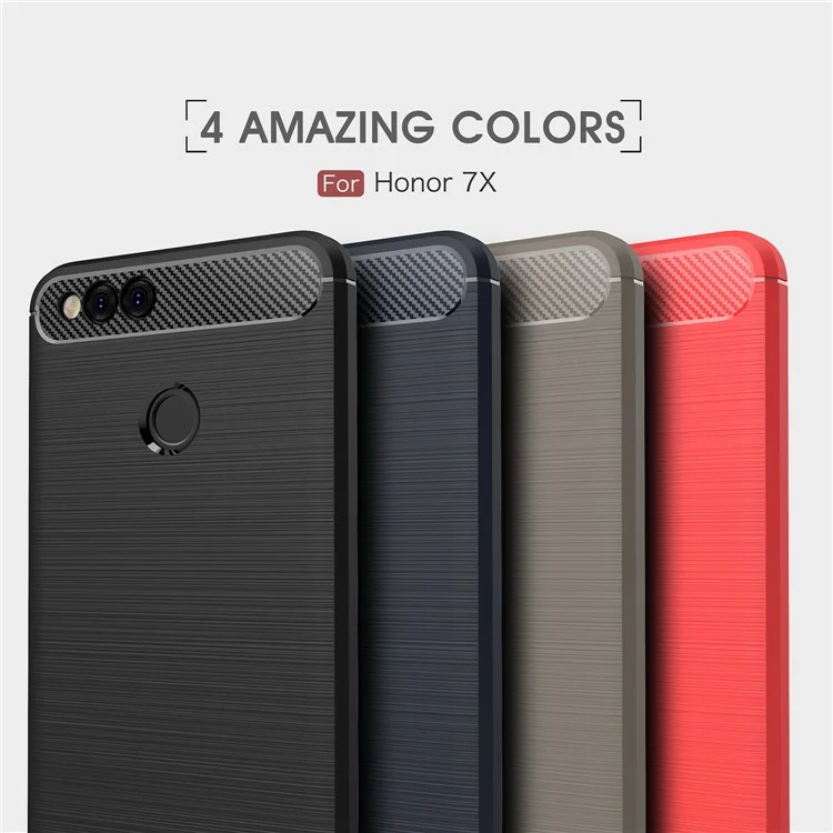 50Pcs/Set Carbon Fiber Texture Brushed TPU Cell Phone Case for Huawei Honor 7X - Black