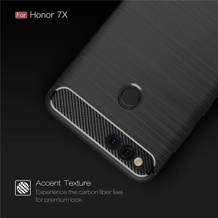 50Pcs/Set Carbon Fiber Texture Brushed TPU Cell Phone Case for Huawei Honor 7X - Black