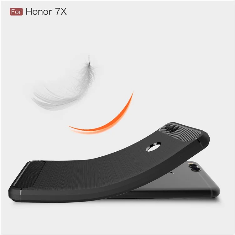 50Pcs/Set Carbon Fiber Texture Brushed TPU Cell Phone Case for Huawei Honor 7X - Black