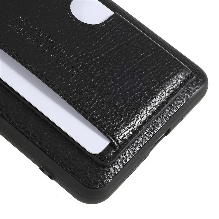 Split Leather Coated TPU Kickstand Card Holder Case for Huawei Mate 10 Pro - Black