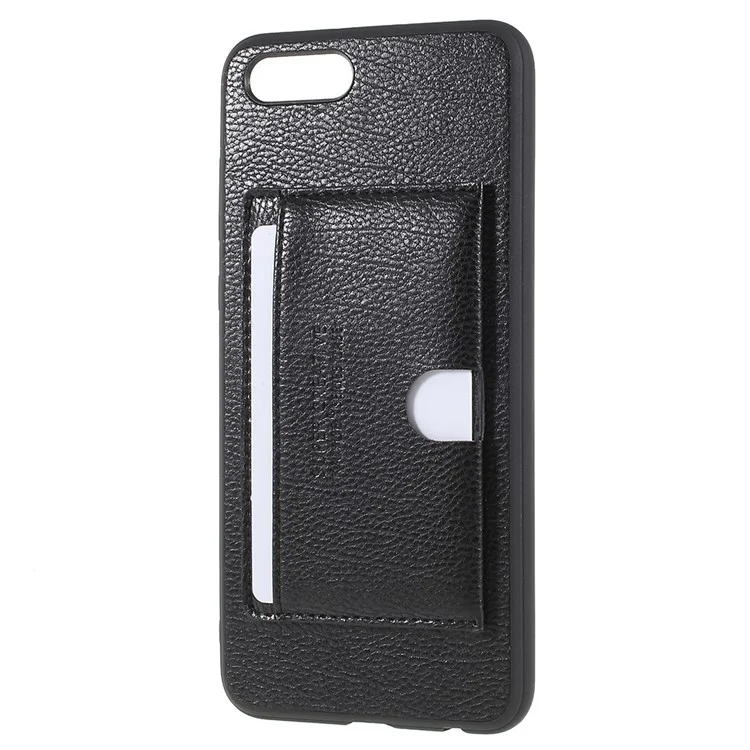 PU Leather Coated TPU Kickstand Card Holder Case for Huawei Honor V10/View 10 - Black